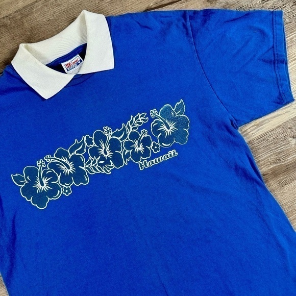 Hanes Other - Blue Hawaii soft boy layered polo collar t shirt surf Hawaii men’s L Hanes